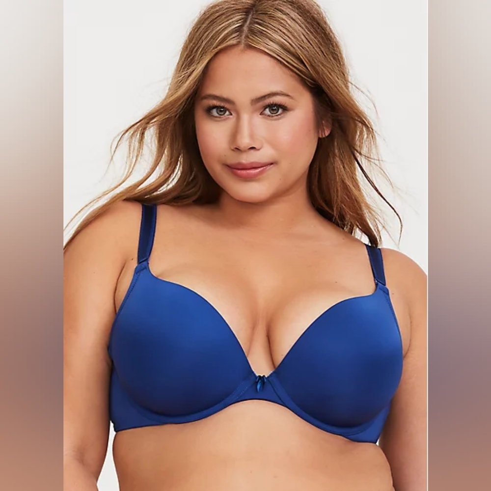 Torrid Blue Plunge Push-Up Smooth 360° Back Smoothing Bra, size 36D